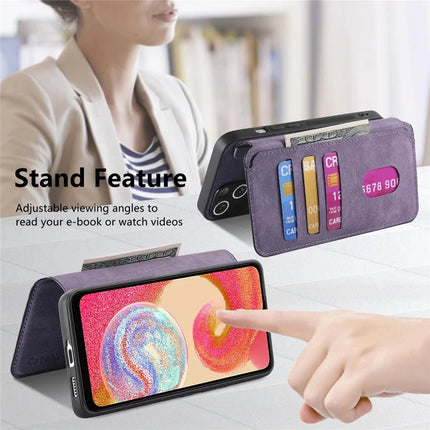 For Samsung Galaxy A04e 4G Case CASENEO Detachable Magnetic RFID Block Leather Phone Wallet Cover - Purple