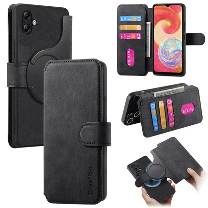 For Samsung Galaxy A04e 4G Case CASENEO Detachable Magnetic RFID Block Leather Phone Wallet Cover - Black