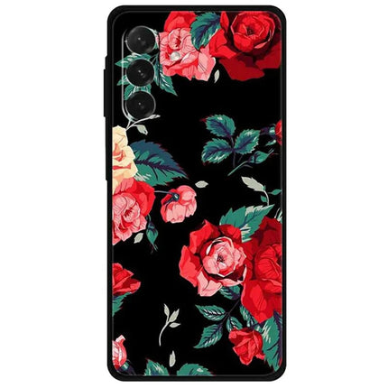 For Samsung Galaxy A26 5G Case Pattern Printing Soft TPU Cell Phone Cover - Black  /  Rose