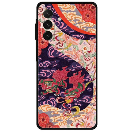 For Samsung Galaxy A26 5G Case Pattern Printing Soft TPU Cell Phone Cover - Dual Lions in Clouds