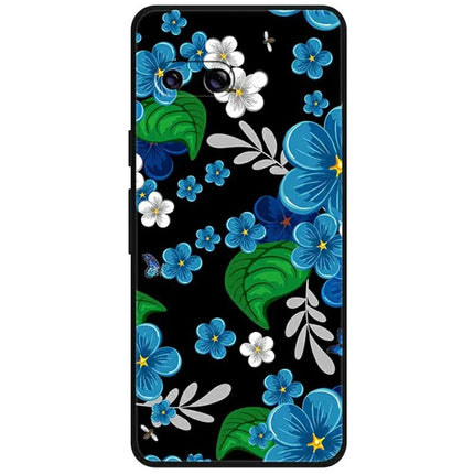 For Google Pixel 9a Case Pattern Printing Soft TPU Cell Phone Cover - Blue Flower