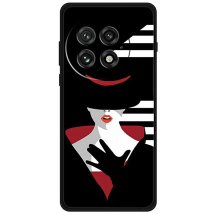 For OnePlus 13 Case Pattern Printing Soft TPU Cell Phone Cover - Lady in Black Hat