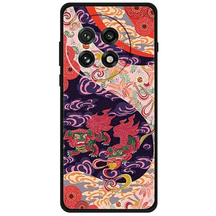 For OnePlus 13 Case Pattern Printing Soft TPU Cell Phone Cover - Dual Lions in Clouds