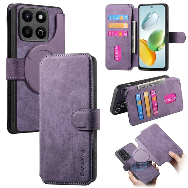 For Honor 200 Smart 5G Case CASENEO Detachable Magnetic RFID Block Leather Phone Wallet Cover - Purple 