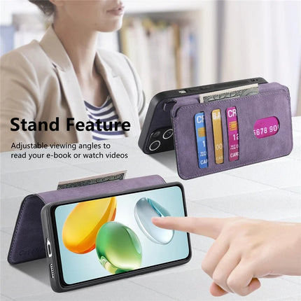 For Honor 200 Smart 5G Case CASENEO Detachable Magnetic RFID Block Leather Phone Wallet Cover - Purple