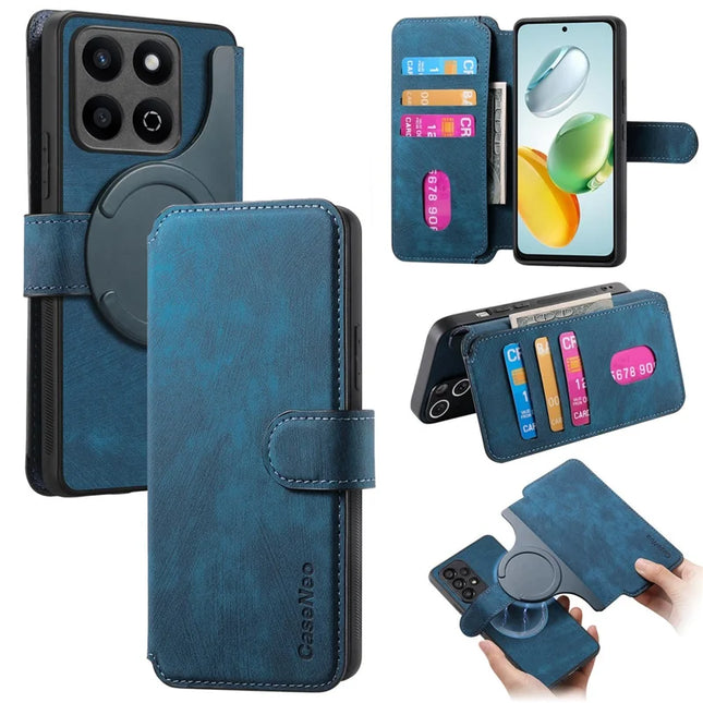 For Honor 200 Smart 5G Case CASENEO Detachable Magnetic RFID Block Leather Phone Wallet Cover - Dark Blue