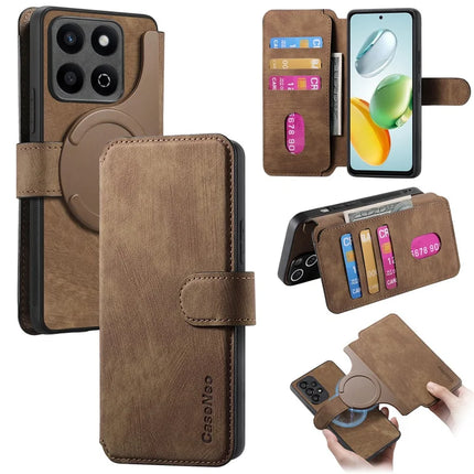 For Honor 200 Smart 5G Case CASENEO Detachable Magnetic RFID Block Leather Phone Wallet Cover - Brown