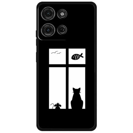 For Motorola Moto G75 5G TPU Case Pattern Printed Anti Drop Phone Cover - Cat and Mouse