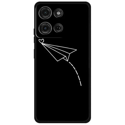 For Motorola Moto G75 5G TPU Case Pattern Printed Anti Drop Phone Cover - Plane and Heart