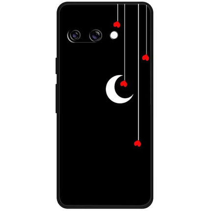 For Google Pixel 9a TPU Case Pattern Printed Anti Drop Phone Cover - Hearts and Moon