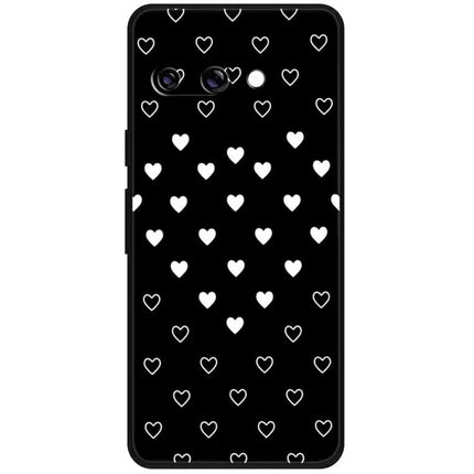 For Google Pixel 9a TPU Case Pattern Printed Anti Drop Phone Cover - White Hearts