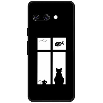 For Google Pixel 9a TPU Case Pattern Printed Anti Drop Phone Cover - Cat and Mouse