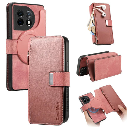 For OnePlus 11 5G Case CASENEO MW-02 Detachable Magnetic Leather Flip Phone Cover - Pink