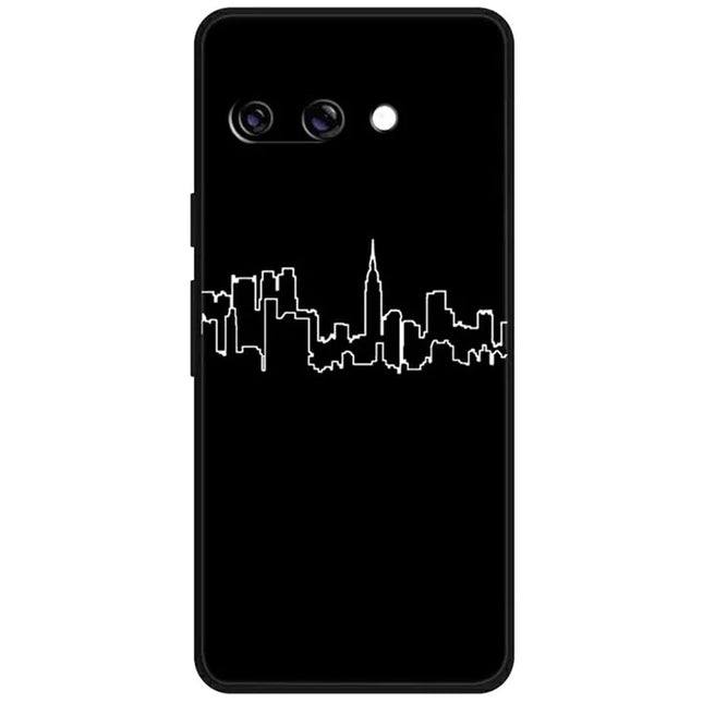 For Google Pixel 9a Line Art Case Anti-Scratch Soft TPU Phone Cover - City