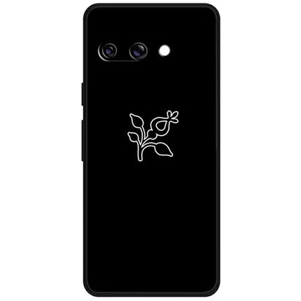 For Google Pixel 9a Line Art Case Anti-Scratch Soft TPU Phone Cover - Flower