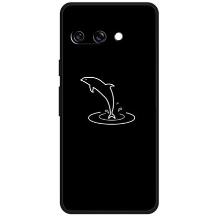 For Google Pixel 9a Line Art Case Anti-Scratch Soft TPU Phone Cover - Whale
