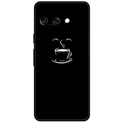 For Google Pixel 9a Line Art Case Anti-Scratch Soft TPU Phone Cover - Coffee