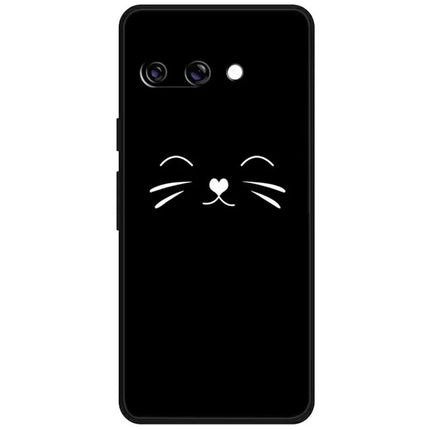 For Google Pixel 9a Line Art Case Anti-Scratch Soft TPU Phone Cover - Cat