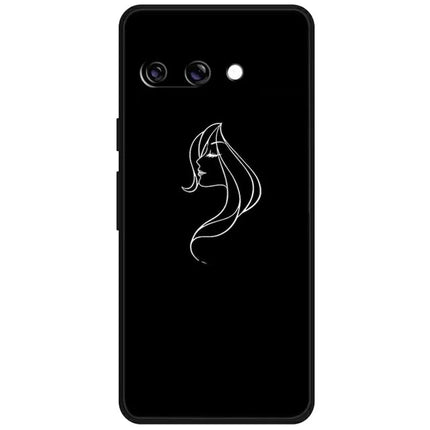 For Google Pixel 9a Line Art Case Anti-Scratch Soft TPU Phone Cover - Woman
