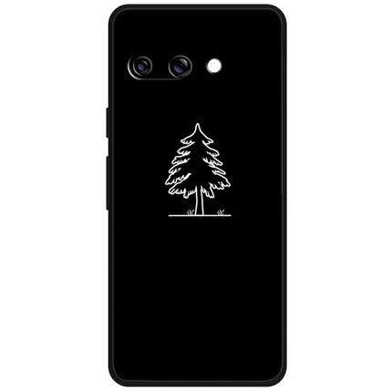 For Google Pixel 9a Line Art Case Anti-Scratch Soft TPU Phone Cover - Pine Tree