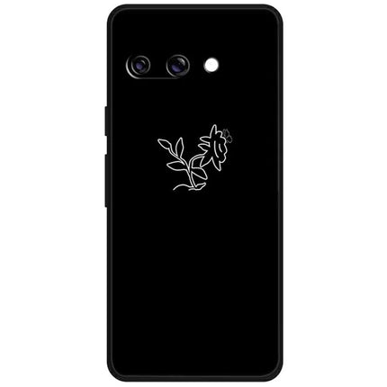 For Google Pixel 9a Line Art Case Anti-Scratch Soft TPU Phone Cover - Sunflower