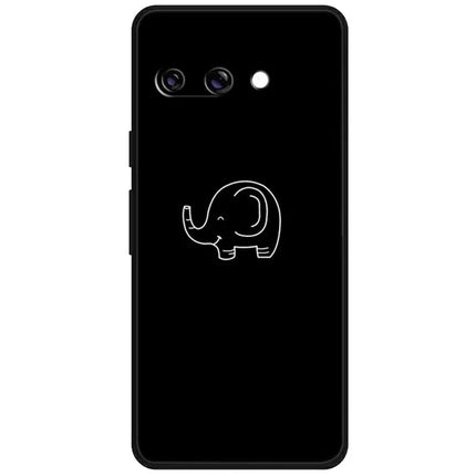 For Google Pixel 9a Line Art Case Anti-Scratch Soft TPU Phone Cover - Little Elephant