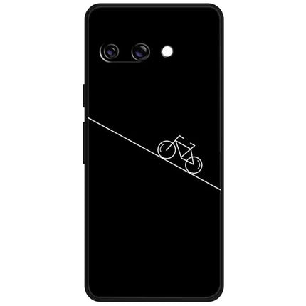 For Google Pixel 9a Line Art Case Anti-Scratch Soft TPU Phone Cover - Bicycle
