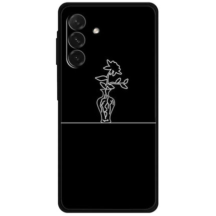 For Samsung Galaxy A26 5G Line Art Case Anti-Scratch Soft TPU Phone Cover - Sunflower in Vase