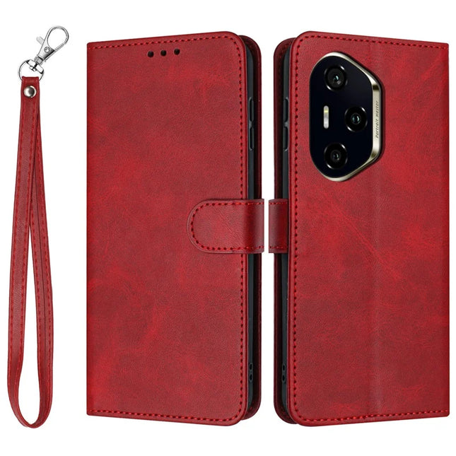 For Honor 300 Pro / 300 Ultra Case Flip Stand PU Leather Wallet Phone Cover Calf Texture - Red