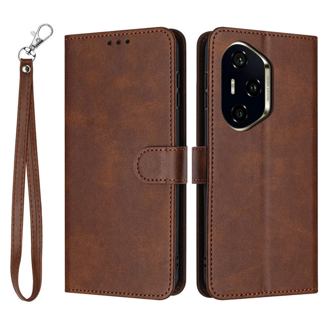 For Honor 300 Pro / 300 Ultra Case Flip Stand PU Leather Wallet Phone Cover Calf Texture - Brown