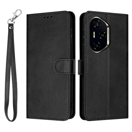 For Honor 300 Pro / 300 Ultra Case Flip Stand PU Leather Wallet Phone Cover Calf Texture - Black