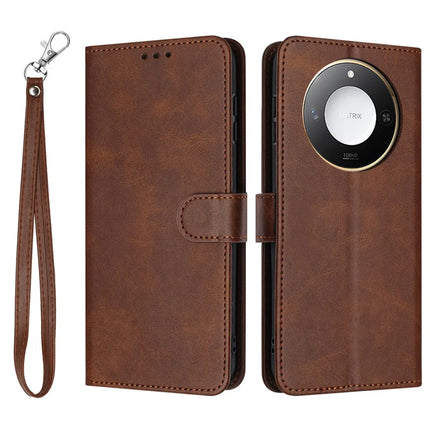 For Honor X60 5G / X9c Smart 5G Case Flip Stand PU Leather Wallet Phone Cover Calf Texture - Brown