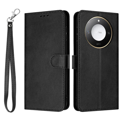 For Honor X60 5G / X9c Smart 5G Case Flip Stand PU Leather Wallet Phone Cover Calf Texture - Black