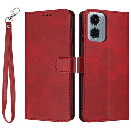 For Motorola Moto G05 4G Case Flip Stand PU Leather Wallet Phone Cover Calf Texture - Red