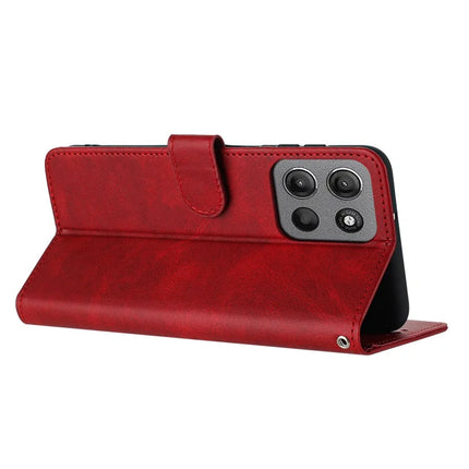 For Motorola Moto G15 4G Case Flip Stand PU Leather Wallet Phone Cover Calf Texture