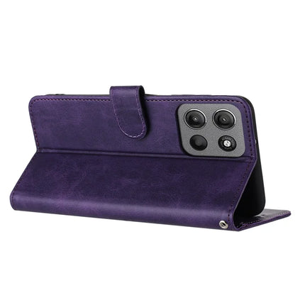 For Motorola Moto G15 4G Case Flip Stand PU Leather Wallet Phone Cover Calf Texture