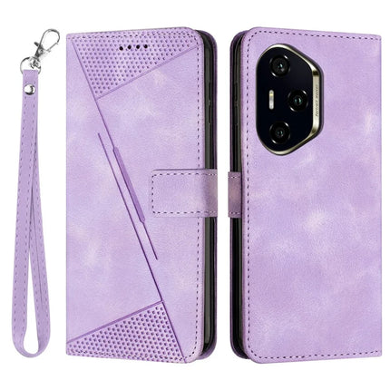 For Honor 300 Pro / 300 Ultra Case Handbag Imprinted Triangle Leather Phone Cover - Purple