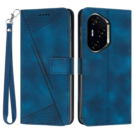 For Honor 300 Pro / 300 Ultra Case Handbag Imprinted Triangle Leather Phone Cover - Sapphire