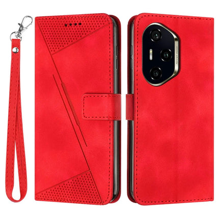 For Honor 300 Pro / 300 Ultra Case Handbag Imprinted Triangle Leather Phone Cover - Red