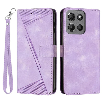 For Motorola Moto G15 4G Case Imprinted Triangle Leather Phone Cover - Purple