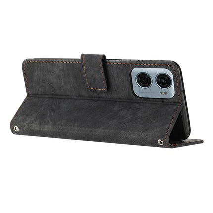 For Motorola Moto G05 4G Case Imprinted Lines Leather Phone Cover Folding Stand