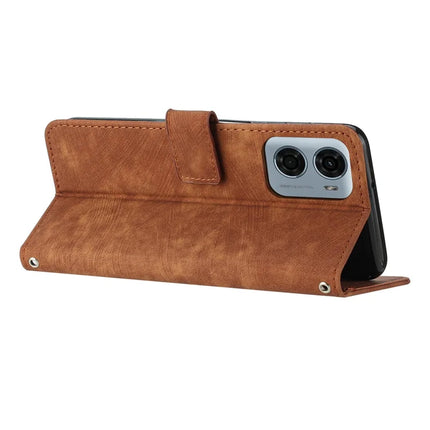For Motorola Moto G05 4G Case Imprinted Lines Leather Phone Cover Folding Stand