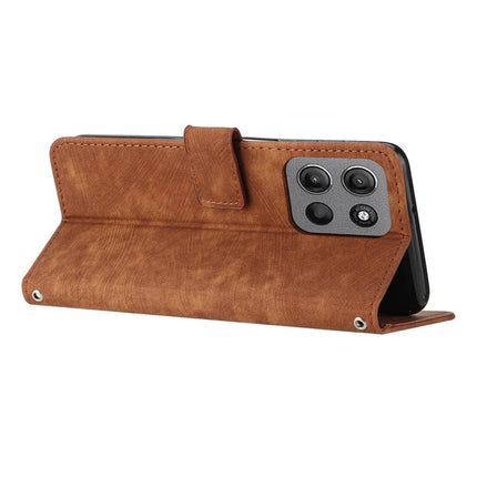 For Motorola Moto G15 4G Case Imprinted Lines Leather Phone Cover Folding Stand