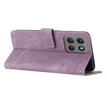For Motorola Moto G15 4G Case Imprinted Lines Leather Phone Cover Folding Stand