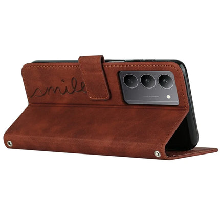 For Realme C75 / V60 Pro Case Viewing Stand PU Leather Phone Cover Imprinted Heart Pattern