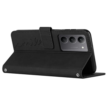For Realme C75 / V60 Pro Case Viewing Stand PU Leather Phone Cover Imprinted Heart Pattern