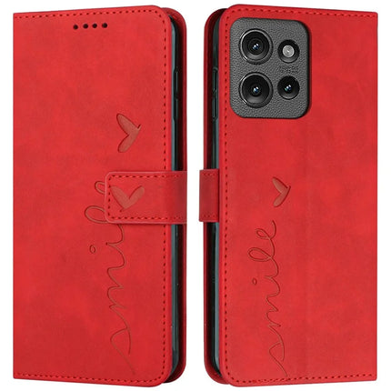 For Motorola Moto G Power (2025) / G Play (2025) 4G Case Viewing Stand PU Leather Phone Cover Imprinted Pattern - Red