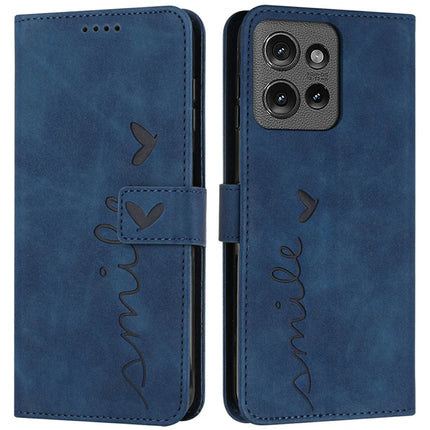For Motorola Moto G Power (2025) / G Play (2025) 4G Case Viewing Stand PU Leather Phone Cover Imprinted Pattern - Sapphire