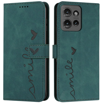 For Motorola Moto G Power (2025) / G Play (2025) 4G Case Viewing Stand PU Leather Phone Cover Imprinted Pattern - Green