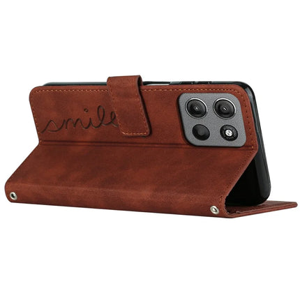 For Motorola Moto G15 4G Case Viewing Stand PU Leather Phone Cover Imprinted Heart Pattern